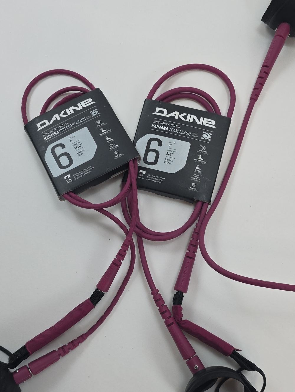 NWT DAKINE JOHN-JOHN FLORENCE KAIMANA TEAM LEASH. 6" LENGTH 1/4' DIAMETER MAROON